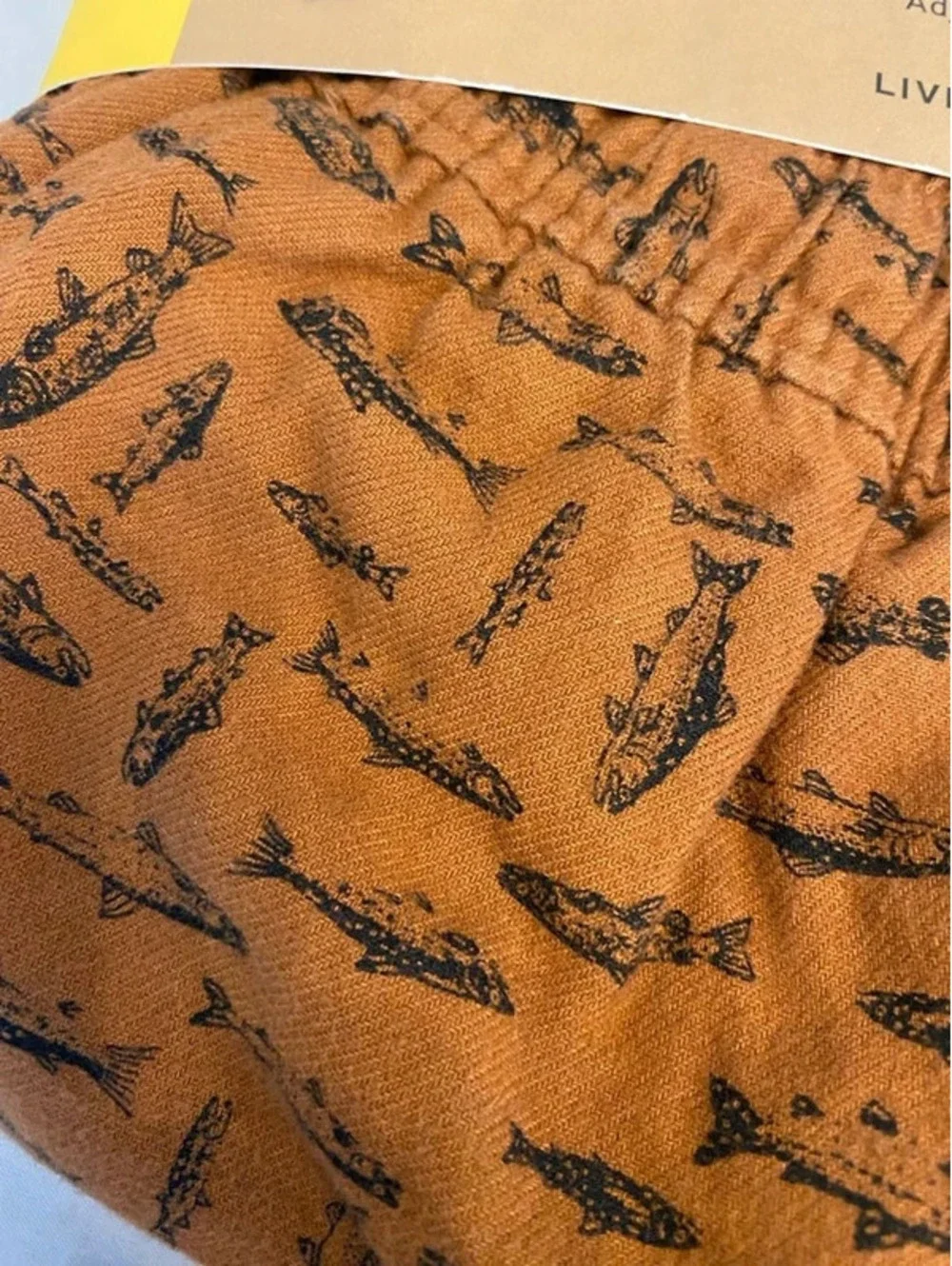 Eddie Bauer Men's 2pc M Flannel Pajama Set with Waffle Knit/ Fish Print Pants